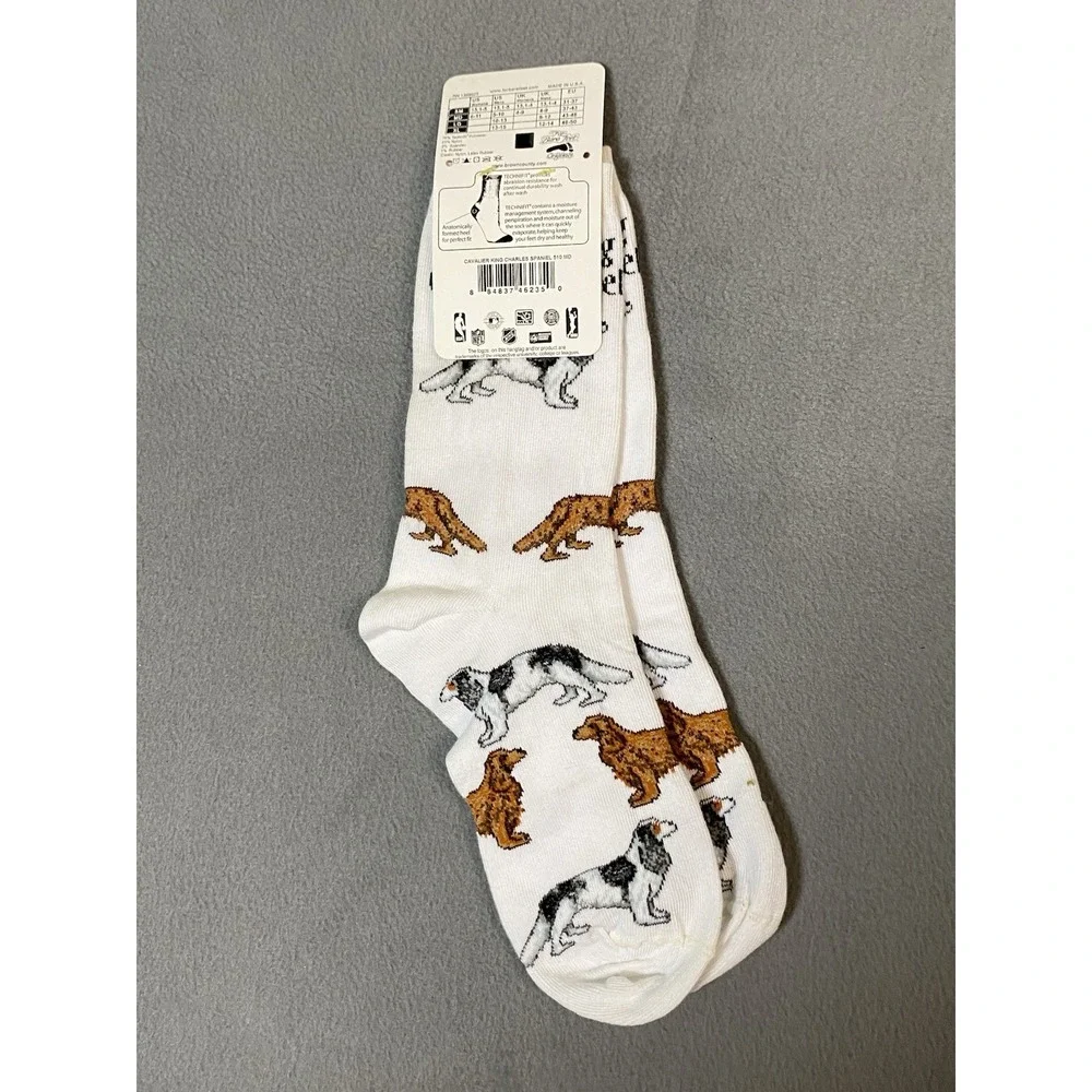 For Bare Feet Cavalier King Charles Spaniel Dog AOP Women's Crew Socks 1 Pair